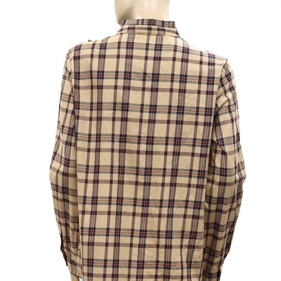 Nili Lotan Greta Plaid Blouse Shirt Top Buttondown Cotton Print Ruffle M 252872 - Picture 6 of 7